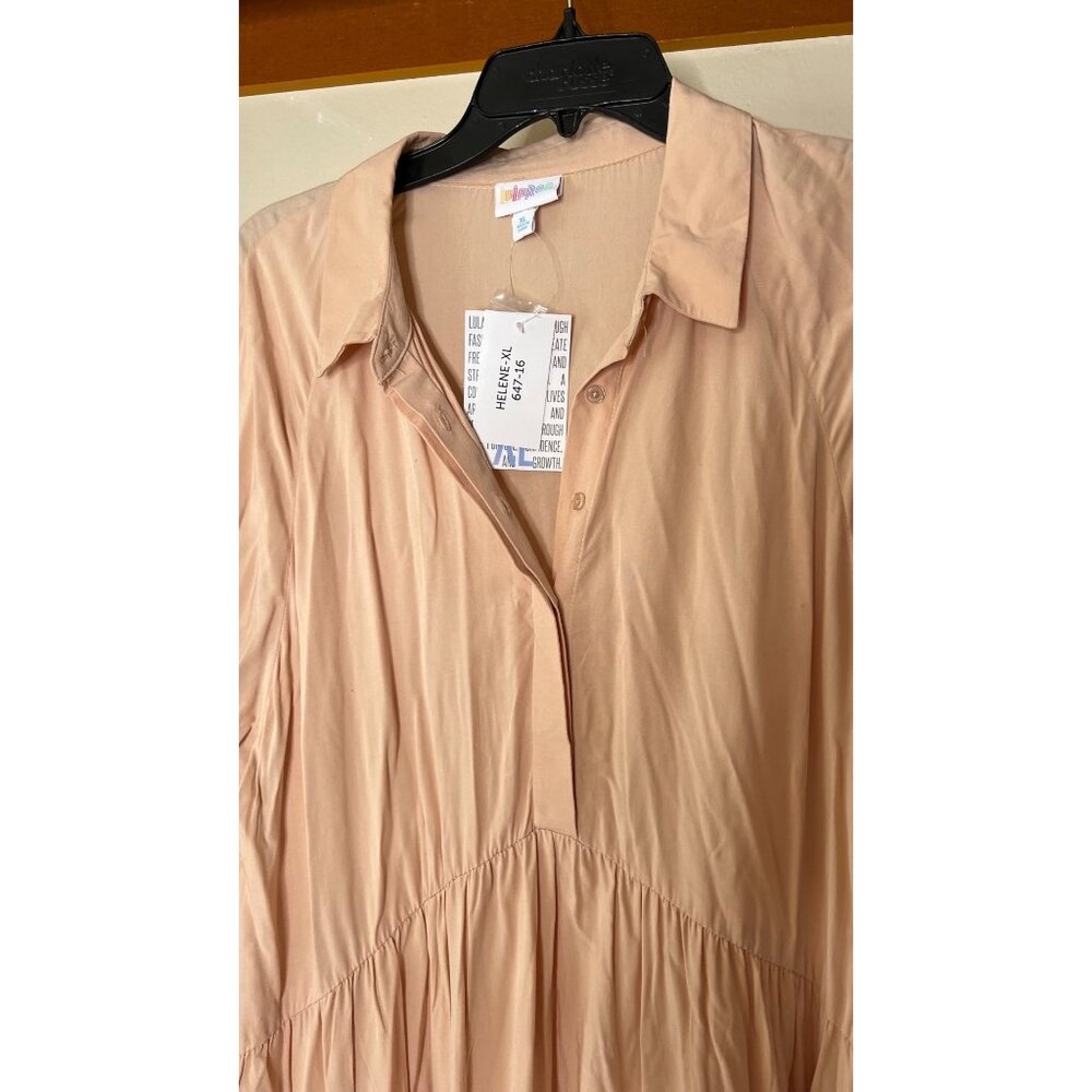 Lularoe Helene Tiered Midi Dress Button Front peach XL - Picture 5 of 5
